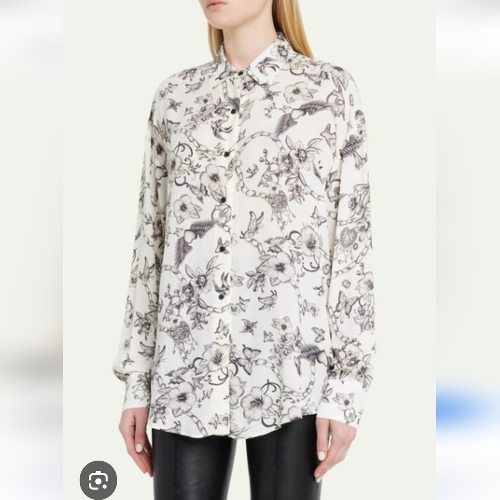 PINKO Corisha Tattoo Print Crepe Blouse